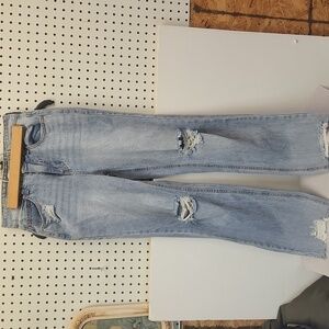 VANILLA star button zip jeans size 25 light wash distressed